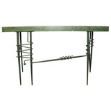 Iron 
Glass Abstract Console Table